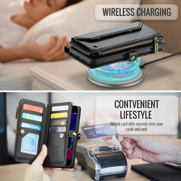 CASEME Plånboksfodral Konstläder för iPhone 6 Plus/7 Plus/8 Plus - Svart