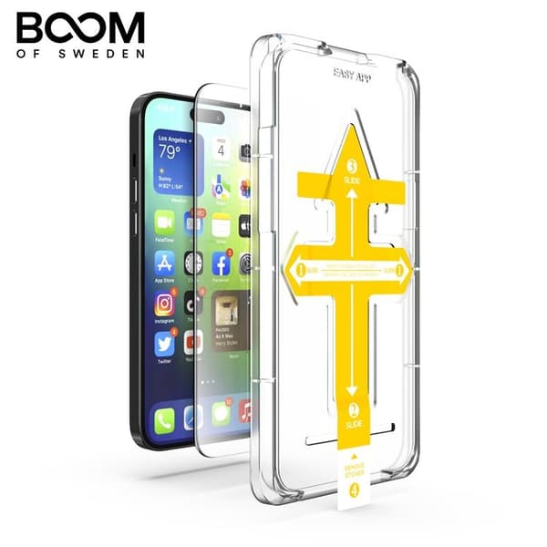 LIVSTIDSGARANTI - BOOM iPhone 13 Pro Max Hærdet Glas Skærmbeskyttelse Transparent