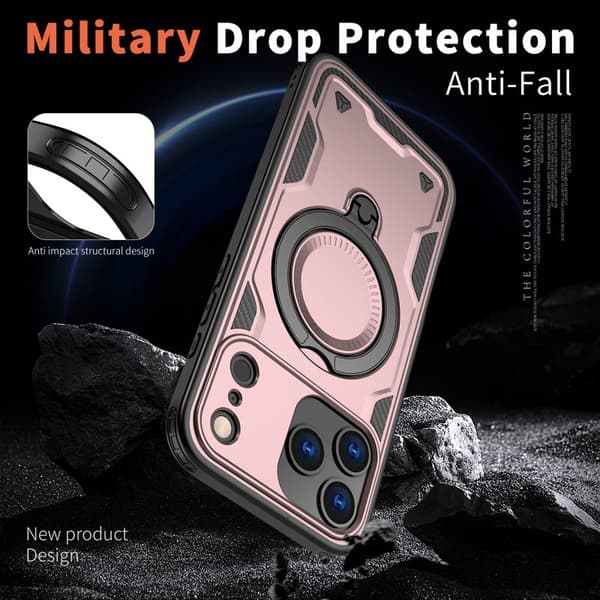 Mobilskal till iPhone 17 Pro Plast Militärt Skydd - Roséguld