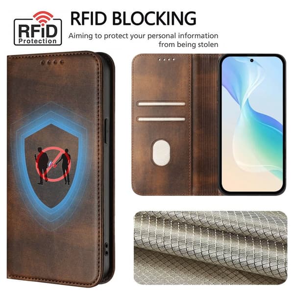 Samsung Galaxy S26 / S26 Pro Plånboksfodral Retro Textur RFID-Skydd - Brun