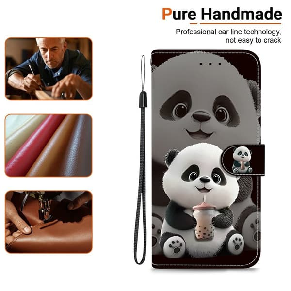 Plånboksfodral för Samsung Galaxy S26 Plus Konstläder Ställ - Mjölk Te Panda