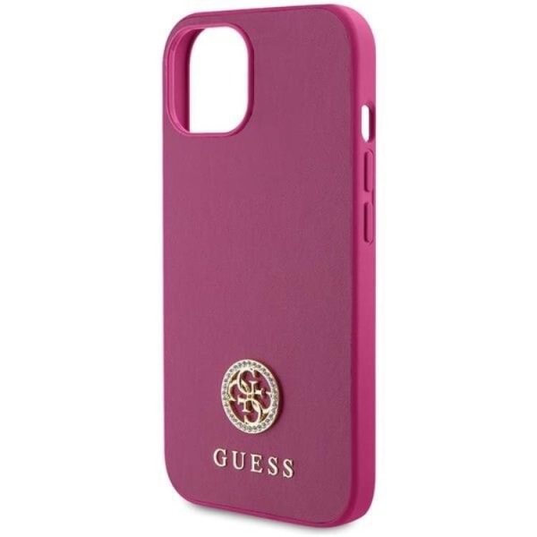 Guess iPhone 15 Mobilskal Strass Metal Logo - Rosa