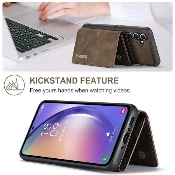 DG.MING Samsung Galaxy A54 5G Konstläder Plånboksfodral Brun