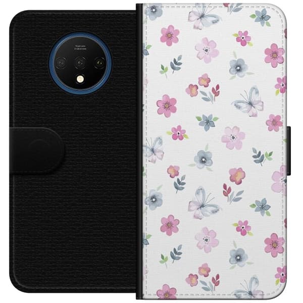 Plånboksfodral till OnePlus 7T med Blommor och fjärillar