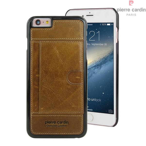 Pierre Cardin plånboksfodral av läder till iPhone 6/6S - Brun Brown
