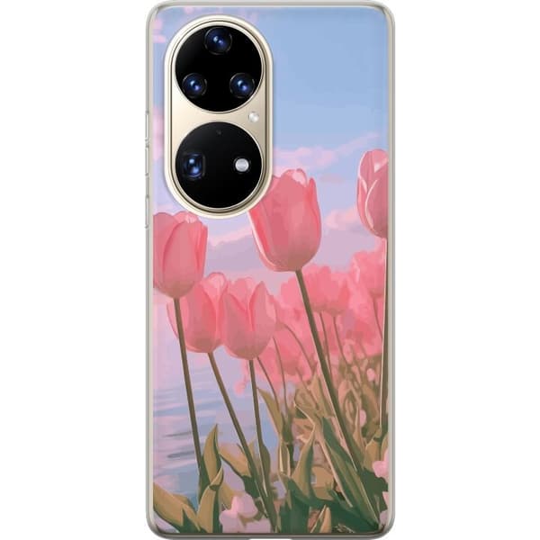 Mobilcover til Huawei P50 Pro med Lyserøde Tulipaner