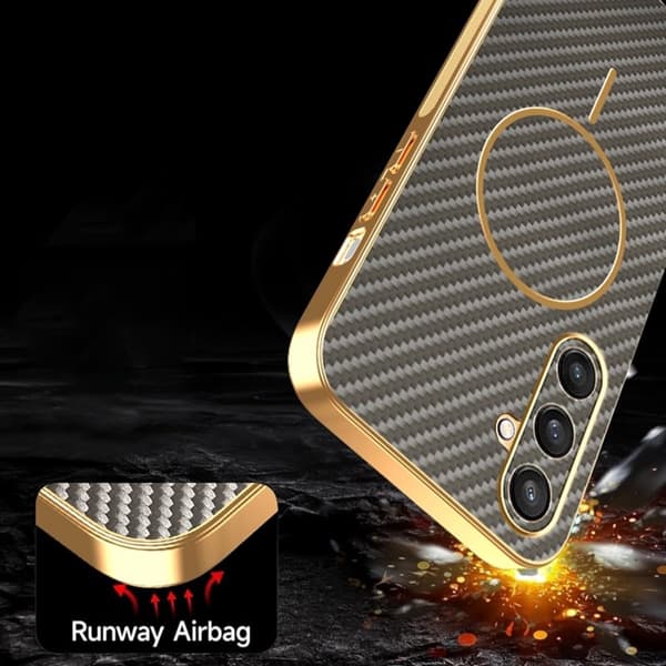 Mobilskal till Samsung Galaxy S26 Kolfiber Texturerad TPU - Brun