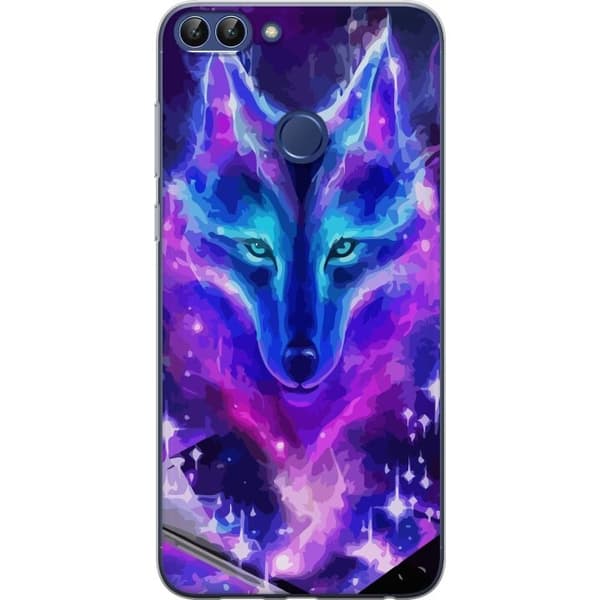 Telefontaske til Huawei P smart med Neon Wolf