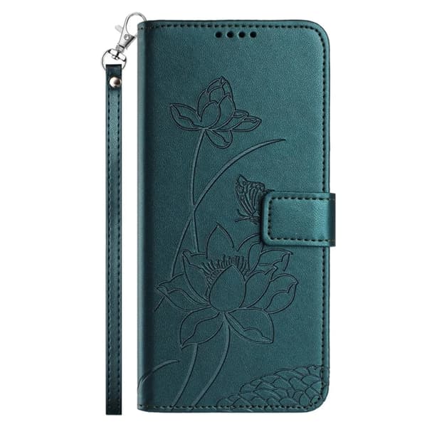 iPhone 17 Pro Max Konstläder Plånboksfodral Lotus Imprint - Grön Grön