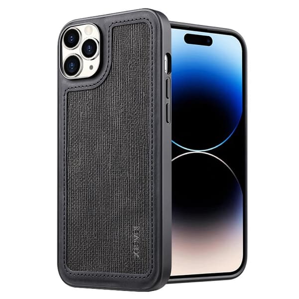 X-LEVEL Mobilskal till iPhone 15 Pro Splicing Skydd PU Läder TPU Svart