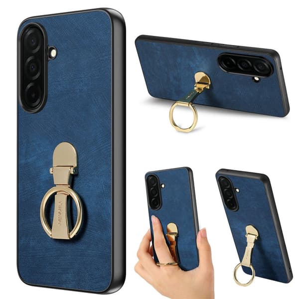 CASENEO Mobilskal för Samsung Galaxy S26 Plus Fällbar Kickstand Konstläder - Blå