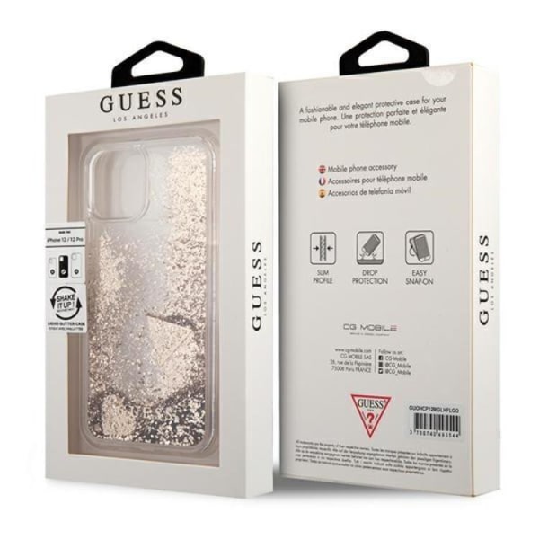 Guess iPhone 12/12 Pro Cover Glitter Charms - Guld