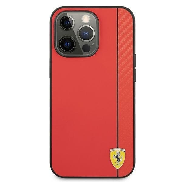 Ferrari Skal iPhone 13 Pro Max On Track Carbon Stripe - Punainen Red
