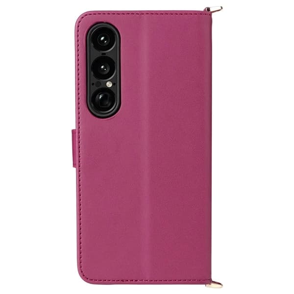 Sony Xperia 1 VII Plånboksfodral Kickstand med Axelrem - Rosa Rosa
