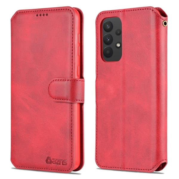 AZNS Samsung Galaxy A33 5G Plånboksfodral Konstläder - Röd