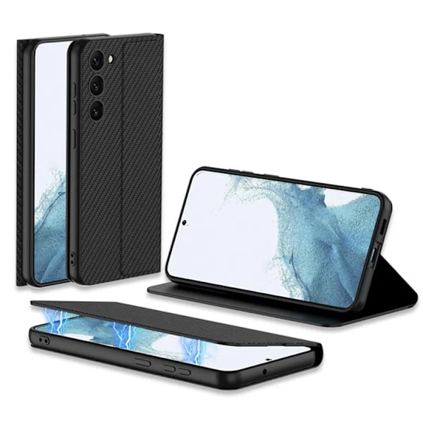 GKK Galaxy S23 Mobilfodral Magnetic PU-Läder - Carbon Svart