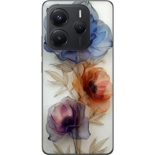 Telefontaske til Xiaomi Redmi Note 14 5G med silkeblomster