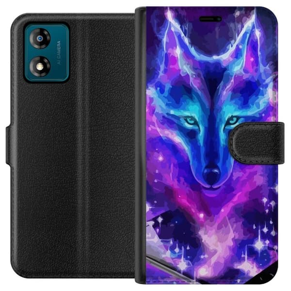 Plånboksfodral till Motorola Moto E13 med Neon Varg