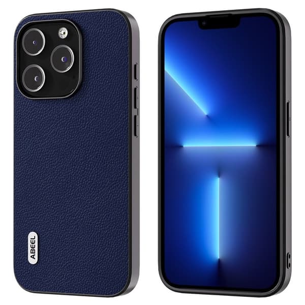 ABEEL Mobilskal till iPhone 13 Pro Äkta Läder Ultra Tunn Blå