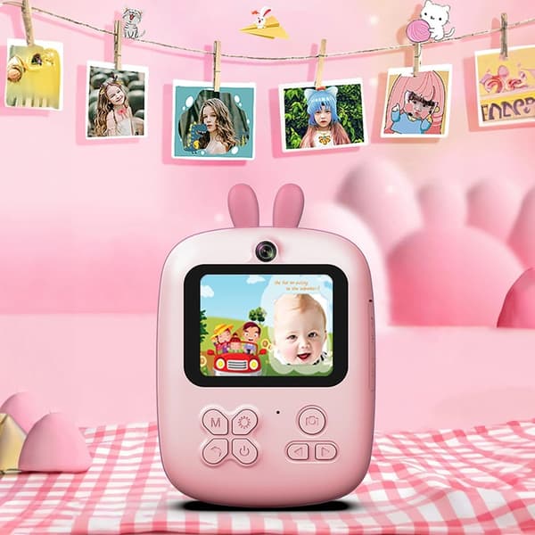 Mini Termisk Skrivare För Barn med Kamera Och Videokamera 1800mAh Rosa