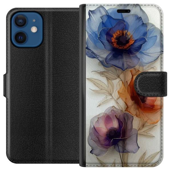 Plånboksfodral till Apple iPhone 12 mini med Silkesblommor