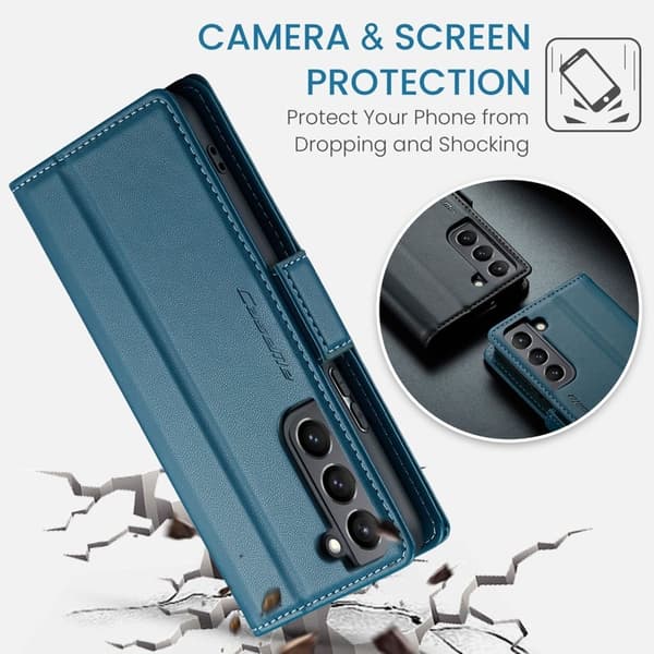 CASEME Plånboksfodral Konstläder för Samsung Galaxy S21+ 5G - Blå