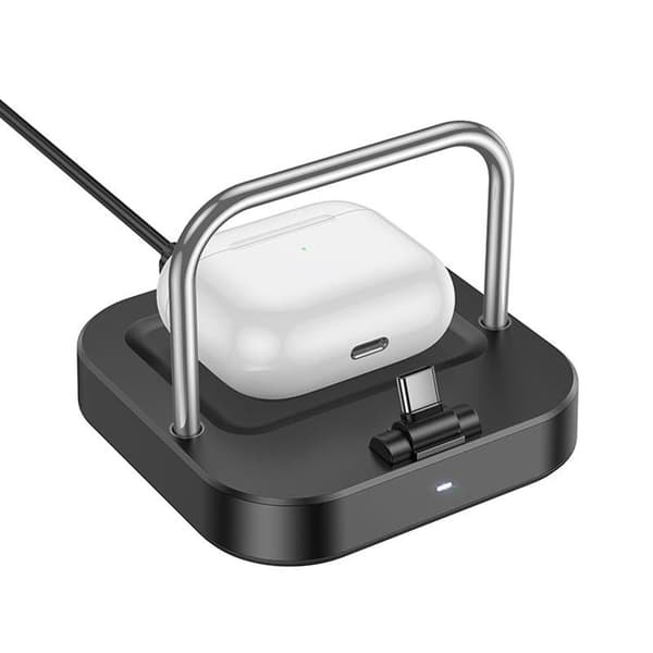Hoco 2in1 Trådlös Laddare 5W PD QC 3A 30W CQ16B - Svart Svart