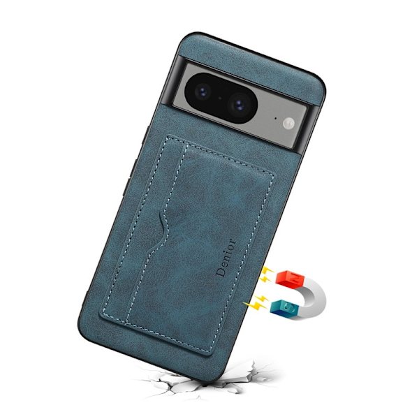 DENIOR Mobilskal till Google Pixel 8 Retro Läder + TPU + PC Blå