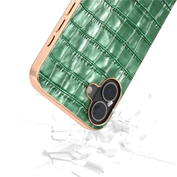 ABEEL Mobilskal till iPhone 16 Plus Äkta läder Crocodile - Grön Grön