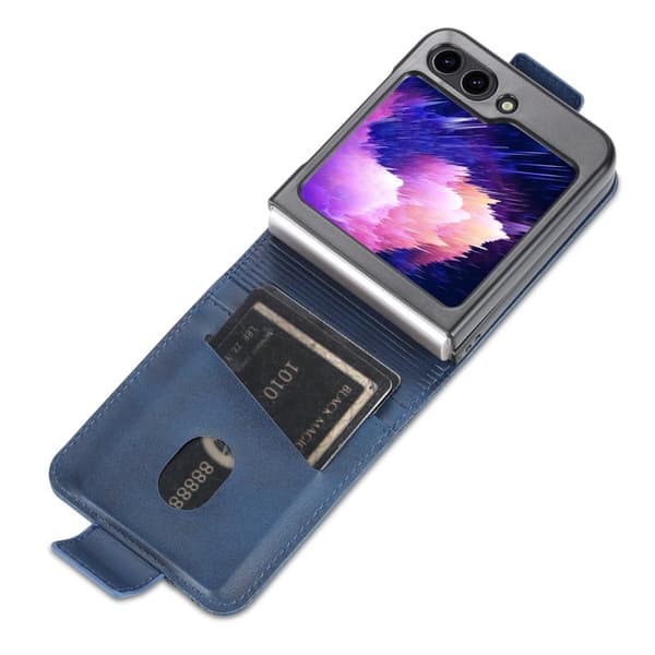 AZNS Samsung Galaxy Z Flip7 FE Plånboksfodral Card Holder Konstläder - Blå