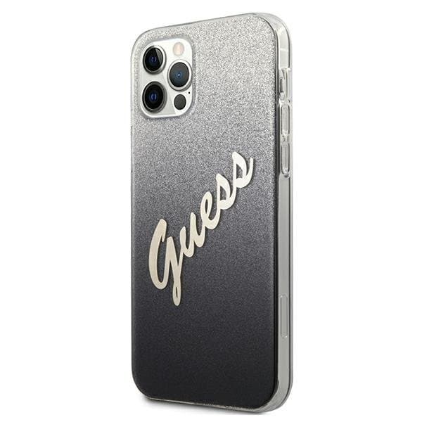 Guess iPhone 12 Pro Max Skal Glitter Gradient Script - Musta Black