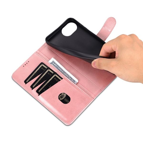 AZNS iPhone 16e Plånboksfodral Konstläder - Roséguld