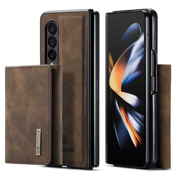 DG.MING Konstläder Plånboksfodral för Samsung Galaxy Z Fold4 5G - Brun