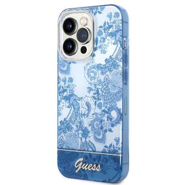 GUESS iPhone 14 Pro Skal Porcelain Collection - Sininen Blå