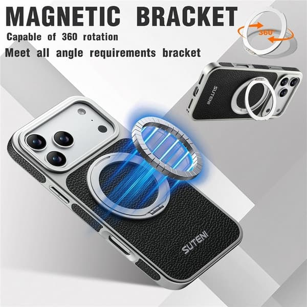 SUTENI Mobilskal till iPhone 17 Pro MagSafe Kickstand Electroplating G6 Orange