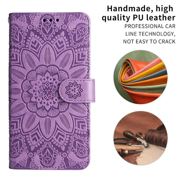 Samsung Galaxy S26+ Plånboksfodral Konstläder Blomtryck - Lila