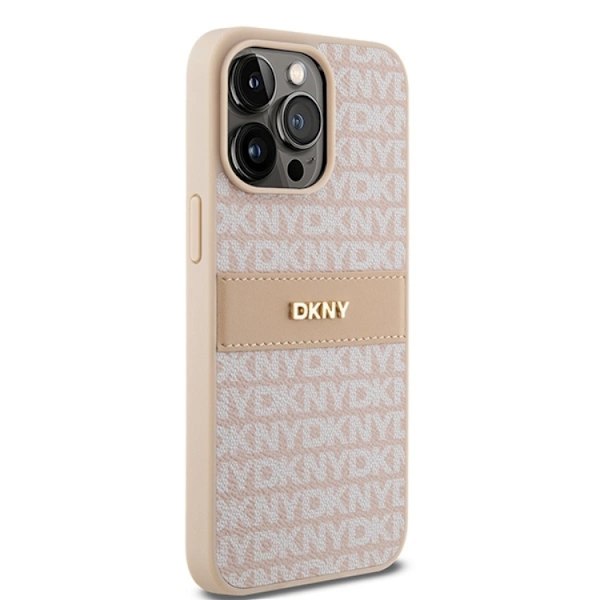 DKNY iPhone 15 Pro Mobilskal Läder Mono Stripe & Metal Logo