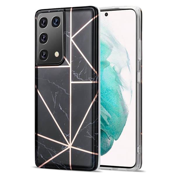 BOOM - Grid-kuori Galaxy S21 Ultra - Musta marmori Black