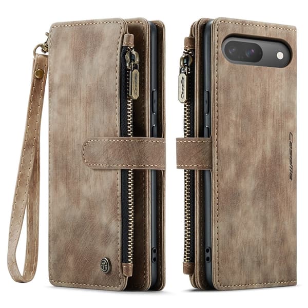 CASEME Google Pixel 10 Pro/10 Konstläder Plånboksfodral Zipper C30 - Brun Brun