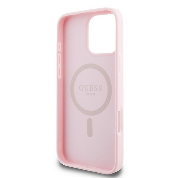 Guess Mobilskal till iPhone 16 Pro MagSafe Grained Ring - Rosa Rosa