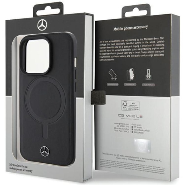 Mercedes iPhone 15 Pro Mobilskal Magsafe Smooth Läder - Svart Svart