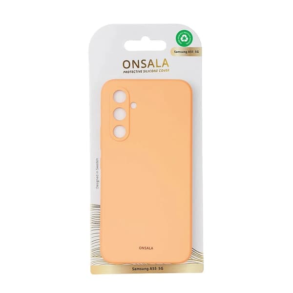 Onsala telefonetui til Galaxy A55 5G Silicone Feeling - Abrikos Orange