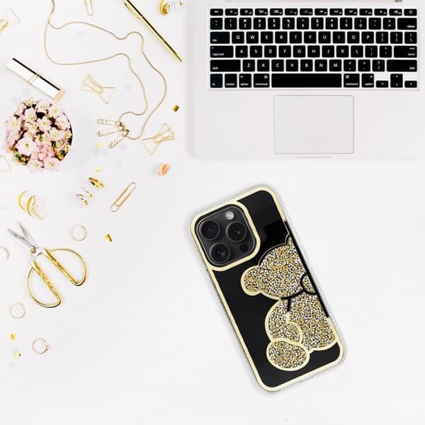 Telefontaske til iPhone 14 Pro Bamse - Guld Guld
