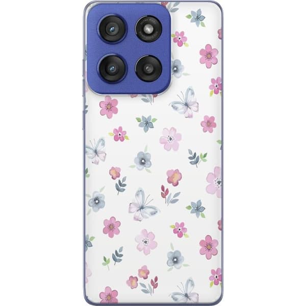 Telefontaske til Motorola Edge 60 Stylus med blomster og sommerfugle
