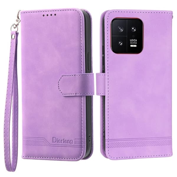 DIERFENG DF-03 Plånboksfodral för Xiaomi 13 5G - Konstläder - Lila