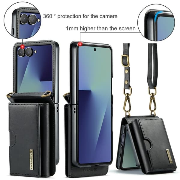 DG.MING M6 Series Plånboksfodral till Samsung Galaxy Z Flip7 5G - Svart