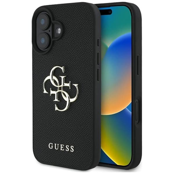 Guess Mobilskal till iPhone 16 Grained Big 4G Small Classic Logo - Svart Black
