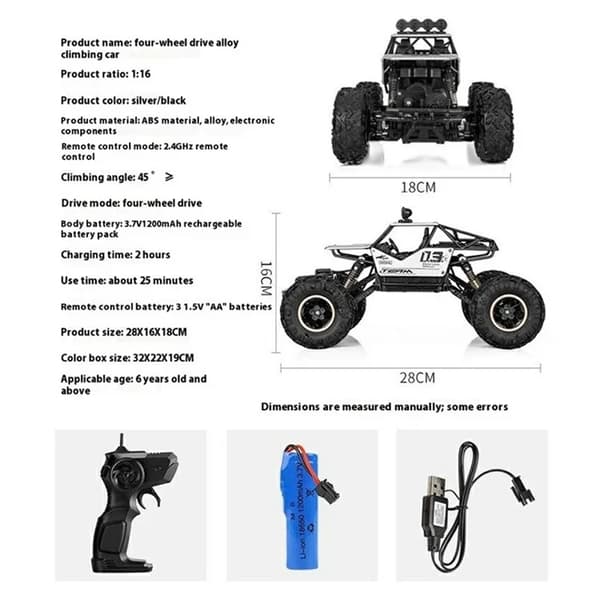 RC Lastbil Legering Rock Crawler Klättring Bil Leksak - Svart