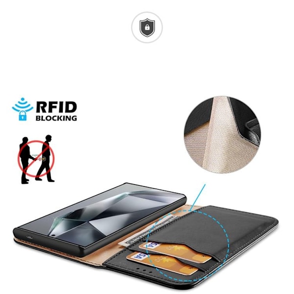Dux Ducis Galaxy S24 Ultra Plånboksfodral Äkta Läder Hivo - Svart Svart