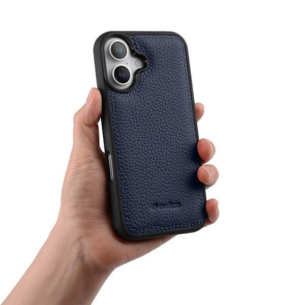 MELKCO Mobilskal till iPhone 16 Plus Äkta Läder PC Blå